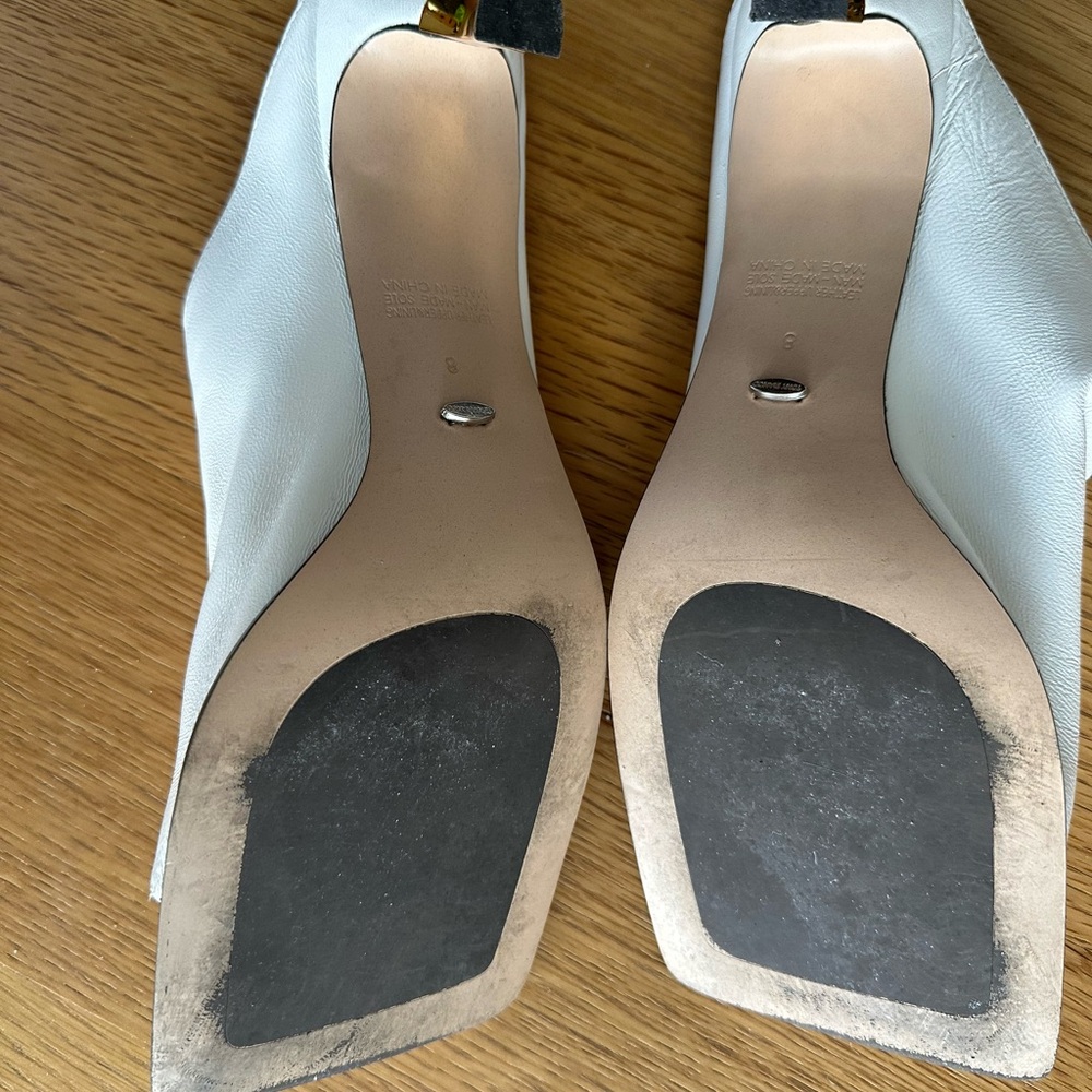 Tony Bianco White Leather Slide Sandals - Picture 6 of 7
